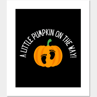 A Little Pumpkin on the Way! Halloween, baby, Maternity Pregnancy Announcement Posters and Art